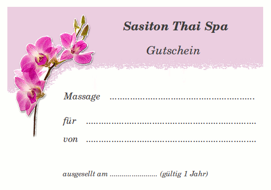 Sasiton Thai Spa gift coupon